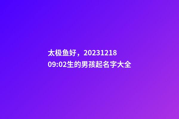 太极鱼好，2023.12.18 09:02生的男孩起名字大全